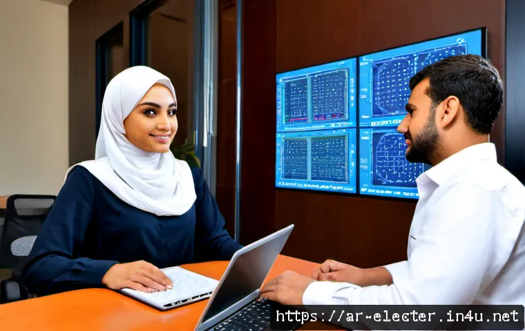 Home 17 전자공학 취업 시장 동향 - Photorealistic electronics engineering job interview in a modern Gulf-region technology office, conf...