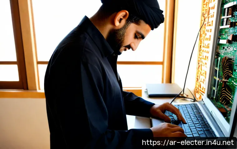 하드웨어와 소프트웨어 통합 설계 - Photorealistic integrated hardware and software design workspace in a modern Arab engineering studio...